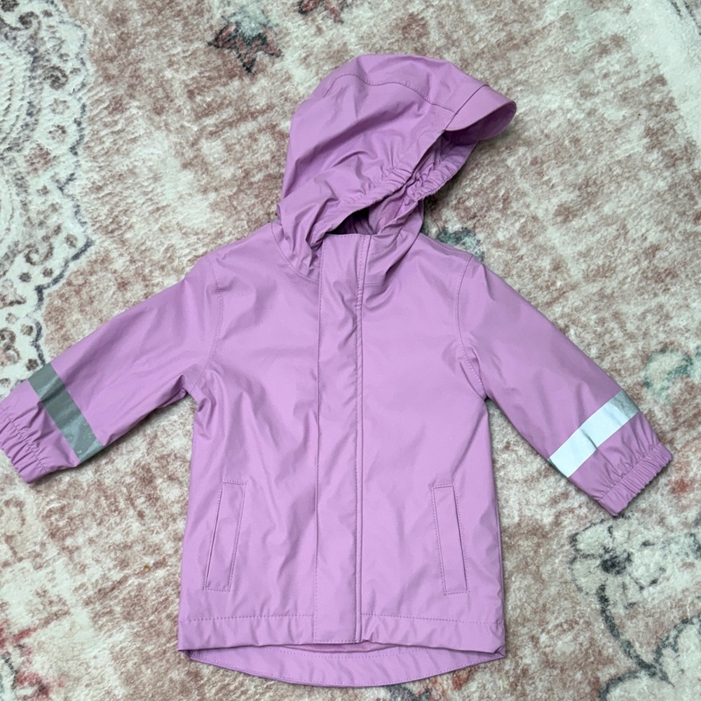 Kids Pink Hooded Rain Jacket